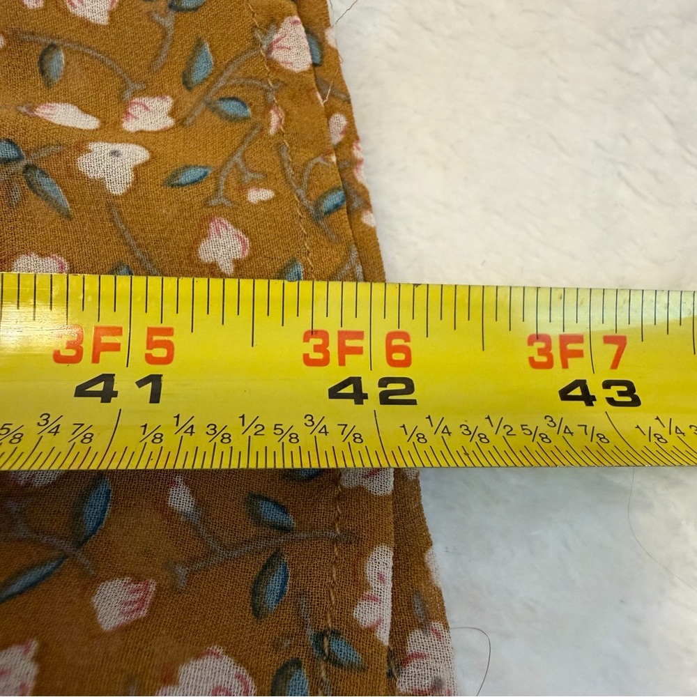 Piper & Scoot Floral Mustard Midi Button Up V Neck Dress - Picture 14 of 14